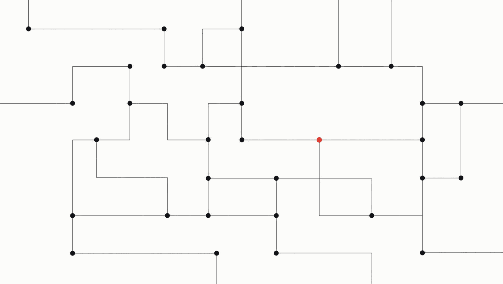 Abstrakte Grafik: orthogonales Netz aus Knoten und rechtwinkligen Verbindungen